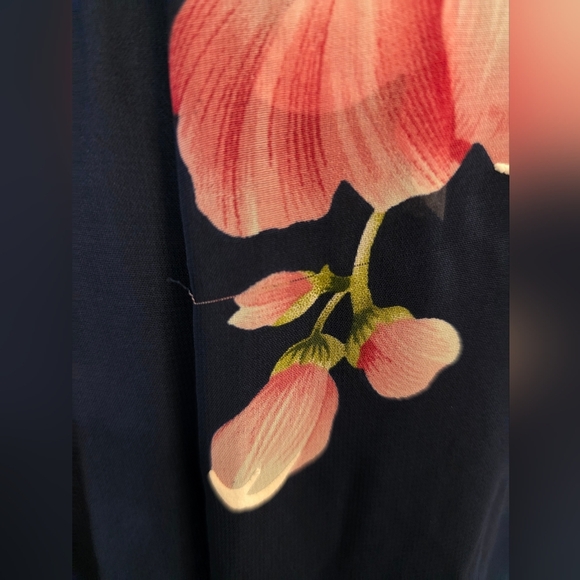 Signature by Robbie Bee Floral Dress | Size 10 | Navy Blue Sleeveless A-Line - Picture 10 of 10